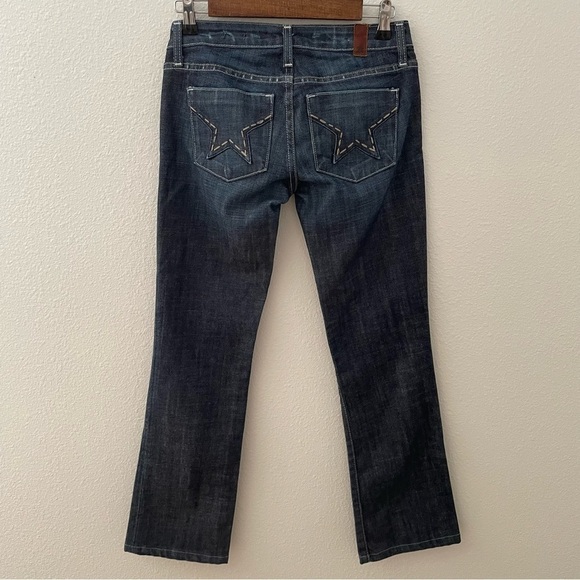 People's Liberation Anthropologie Bella Boot Cut Jeans Dark Wash Distressed - Picture 2 of 8